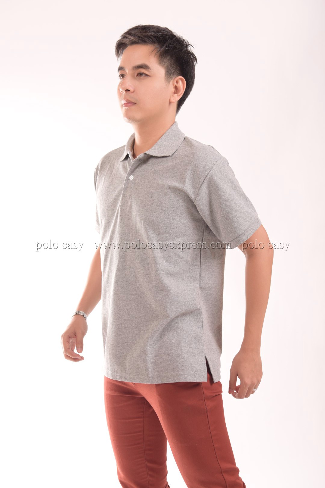 เสื้อโปโล สีเทาท็อปดาย TK Premium แขนสั้น ทรงตรง Size L