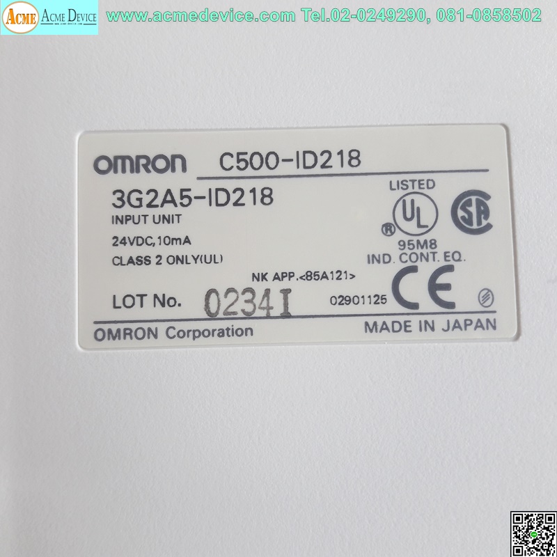 PLC Omron รุ่น C500-ID218, 3G2A5-ID218, Input Unit