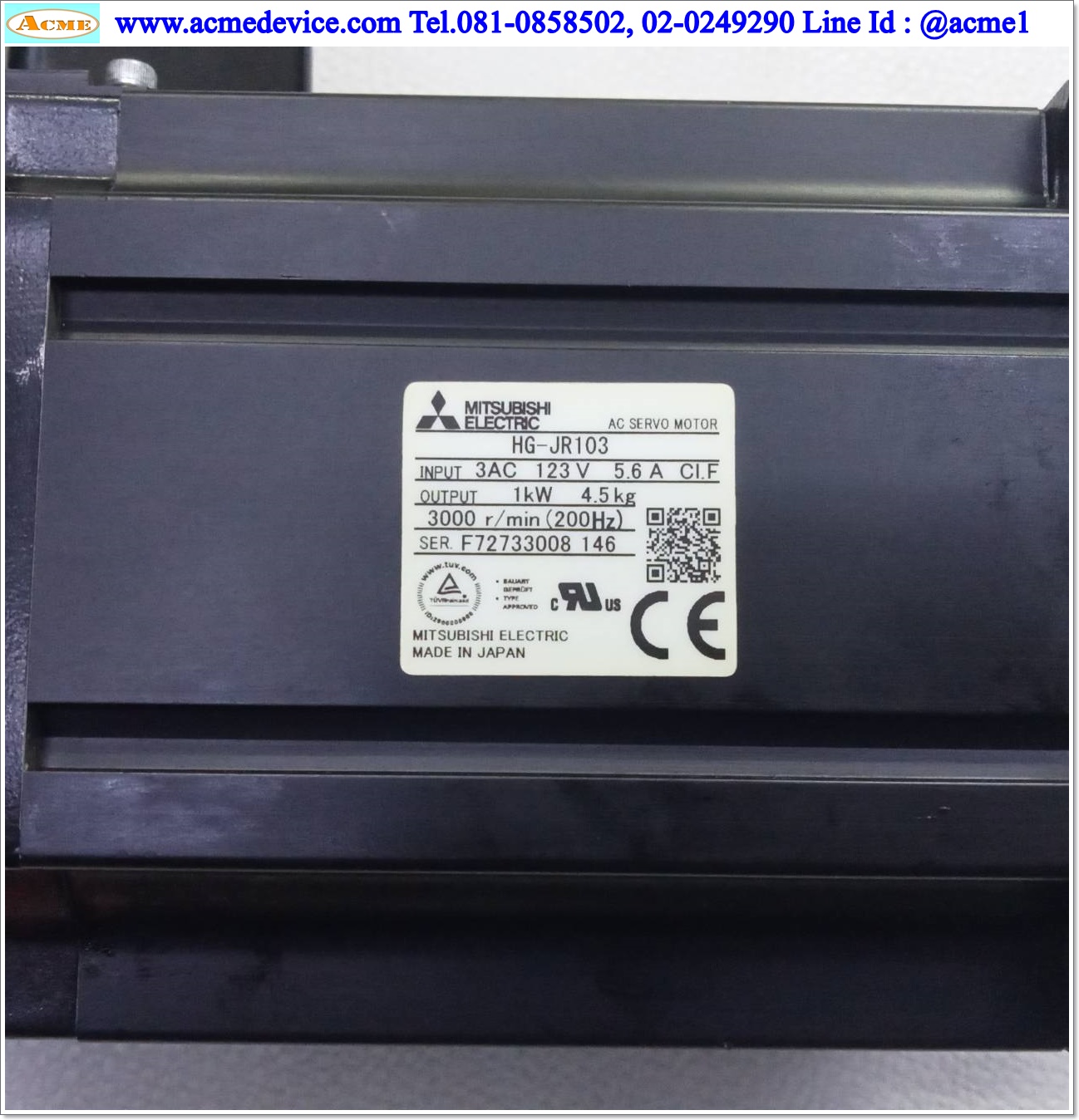 Servo Motor Mitsubishi รุ่น HG-JR103, 1kW, for MR-J4