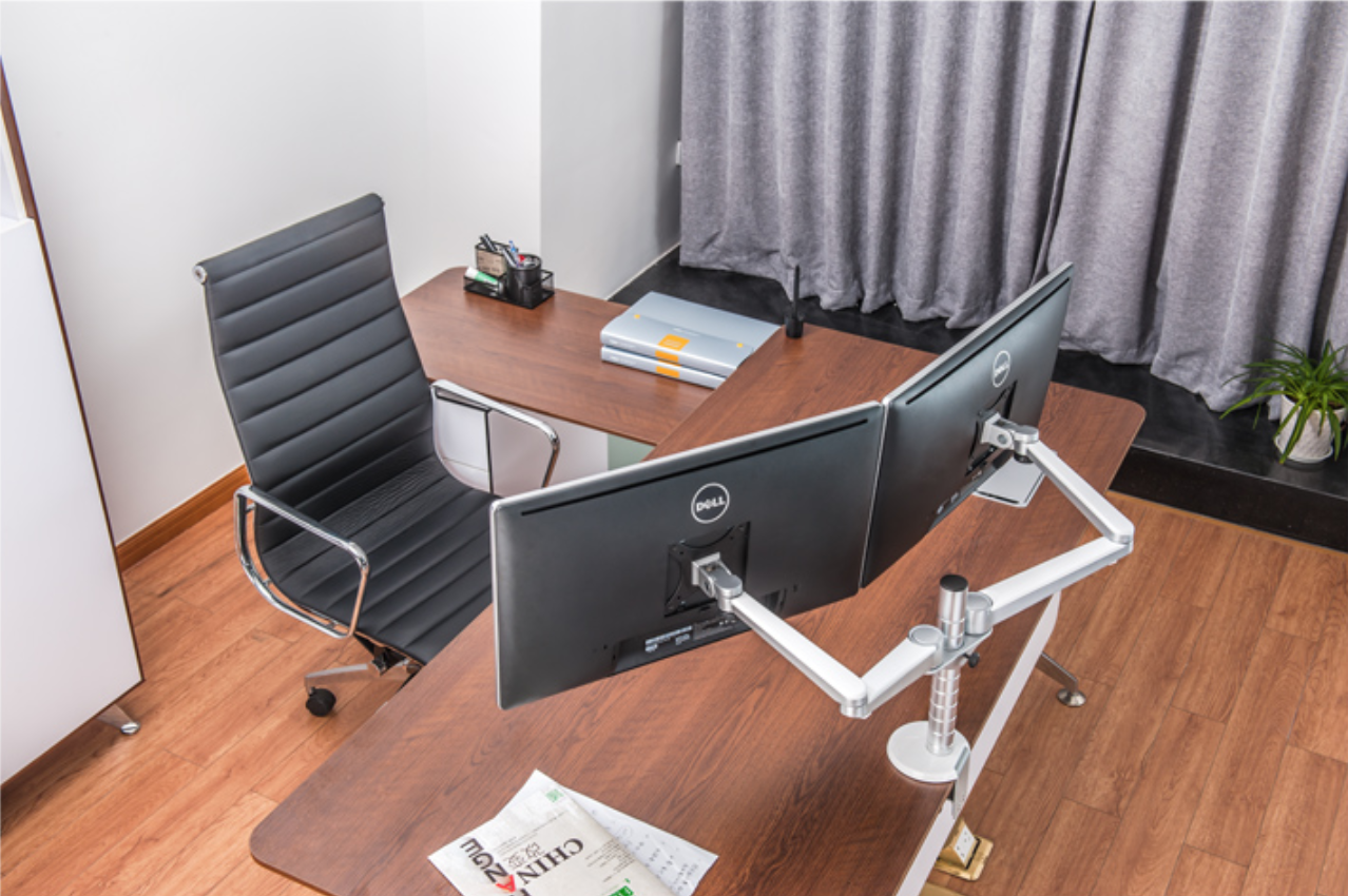 ขาตั้งจอคอมพิวเตอร์สำหรับ 2 จอ วัสดุอลูมิเนียม แข็งแรง ราคาถูก