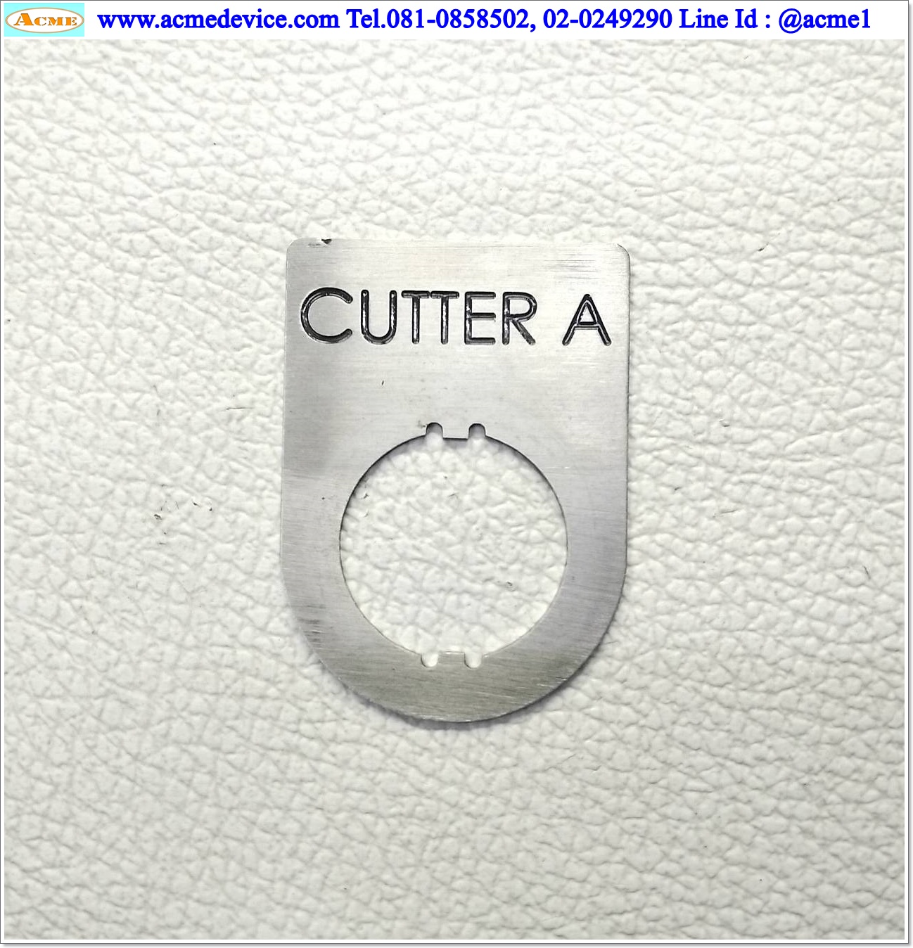 Name plate ตู้คอนโทรล CUTTER A, Dai 22 mm. ขนาด 34 x 47 x 1.0 mm