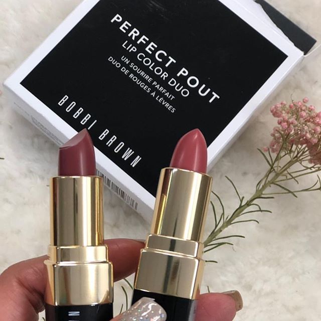 ลิปสติก Bobbi Brown Perfect Pout Lip Color Duo # Natural Pink+Rum Raisin ขนาด Full size 2 แท่งในเซต (ลิปสติกเนื้อกึ่งแมตกึ่งครีม)