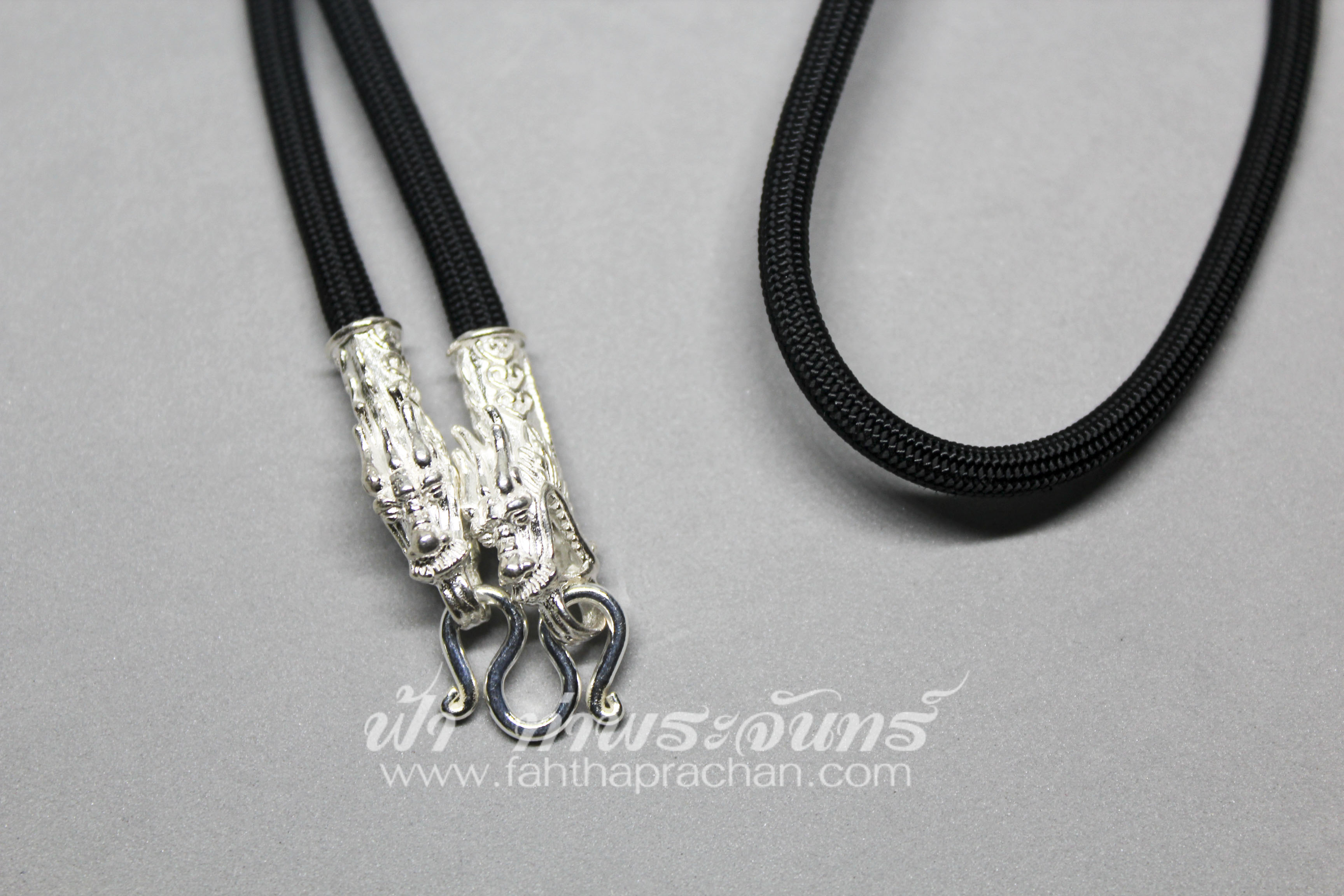 สร้อยคอเชือกร่ม หัวมังกรเงินแท้