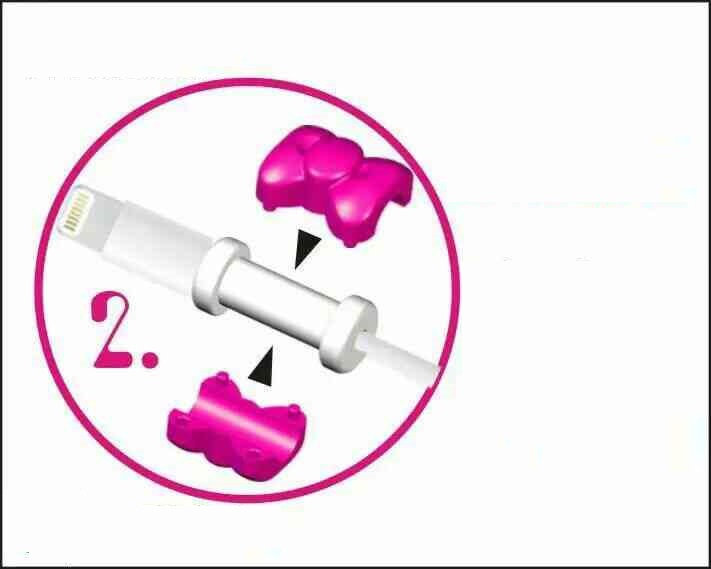 ตัวล็อคกันสายชาร์จขาด/หัก รูปโบว์ (สีขาว)