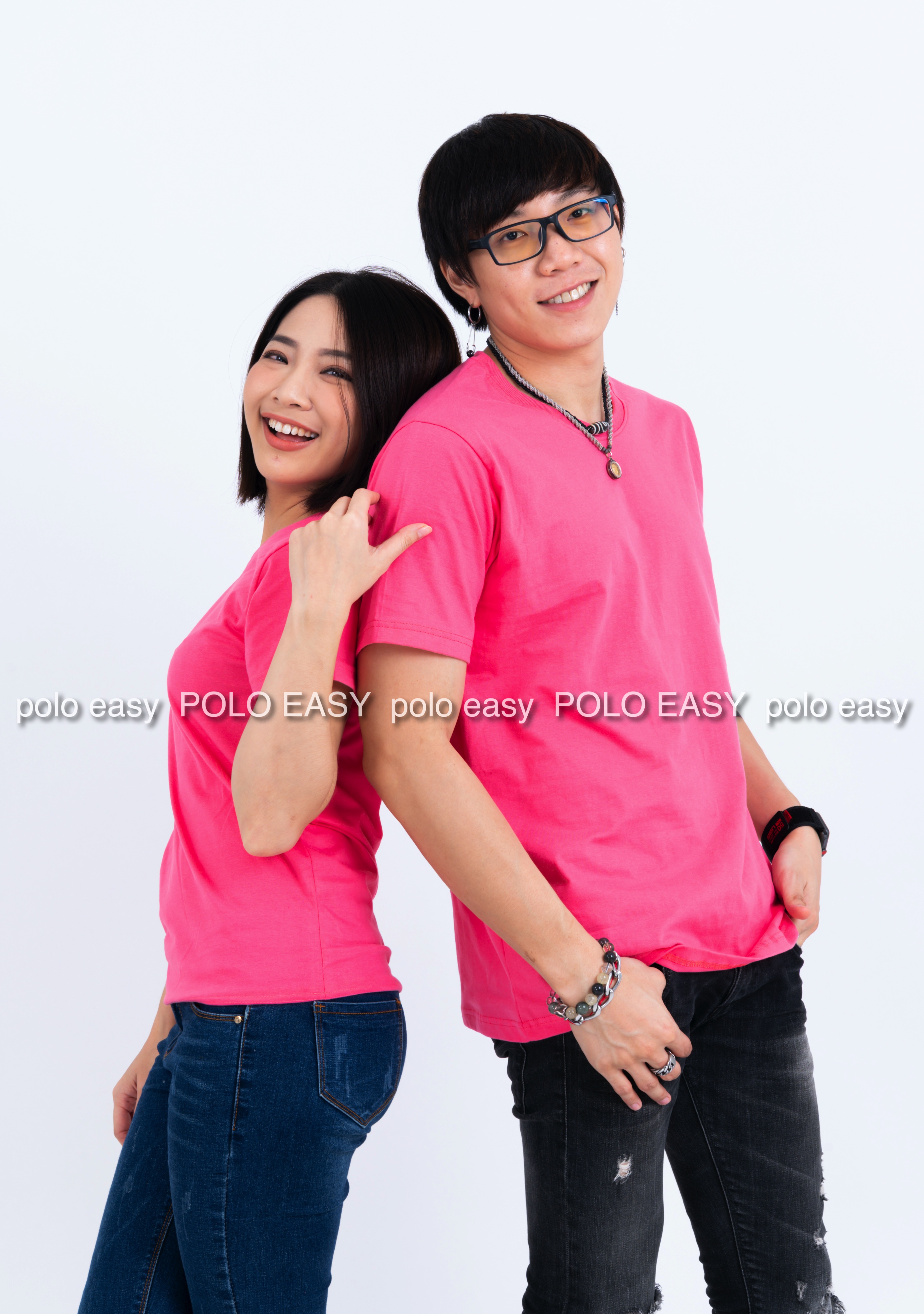 3XL เสื้อยืด สีชมพู Sweety คอกลม แขนสั้น Size 3XL