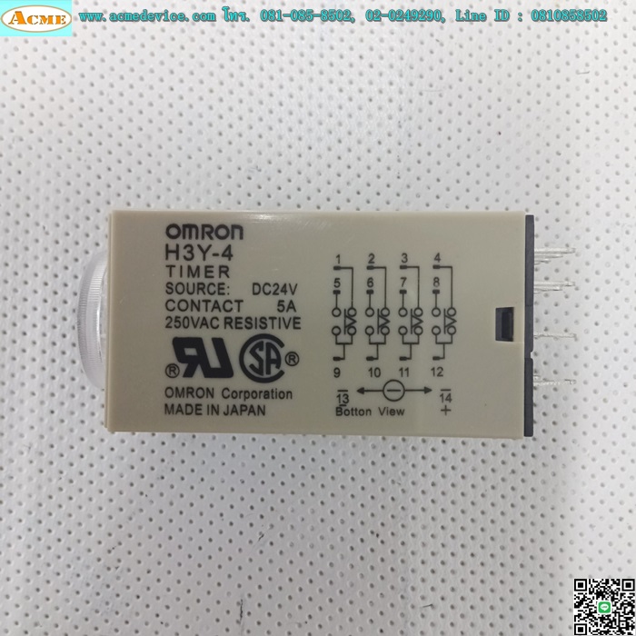 Timer Omron รุ่น H3Y-4 + Socket Omron รุ่น PYF14A-E, 24V, 60 Min