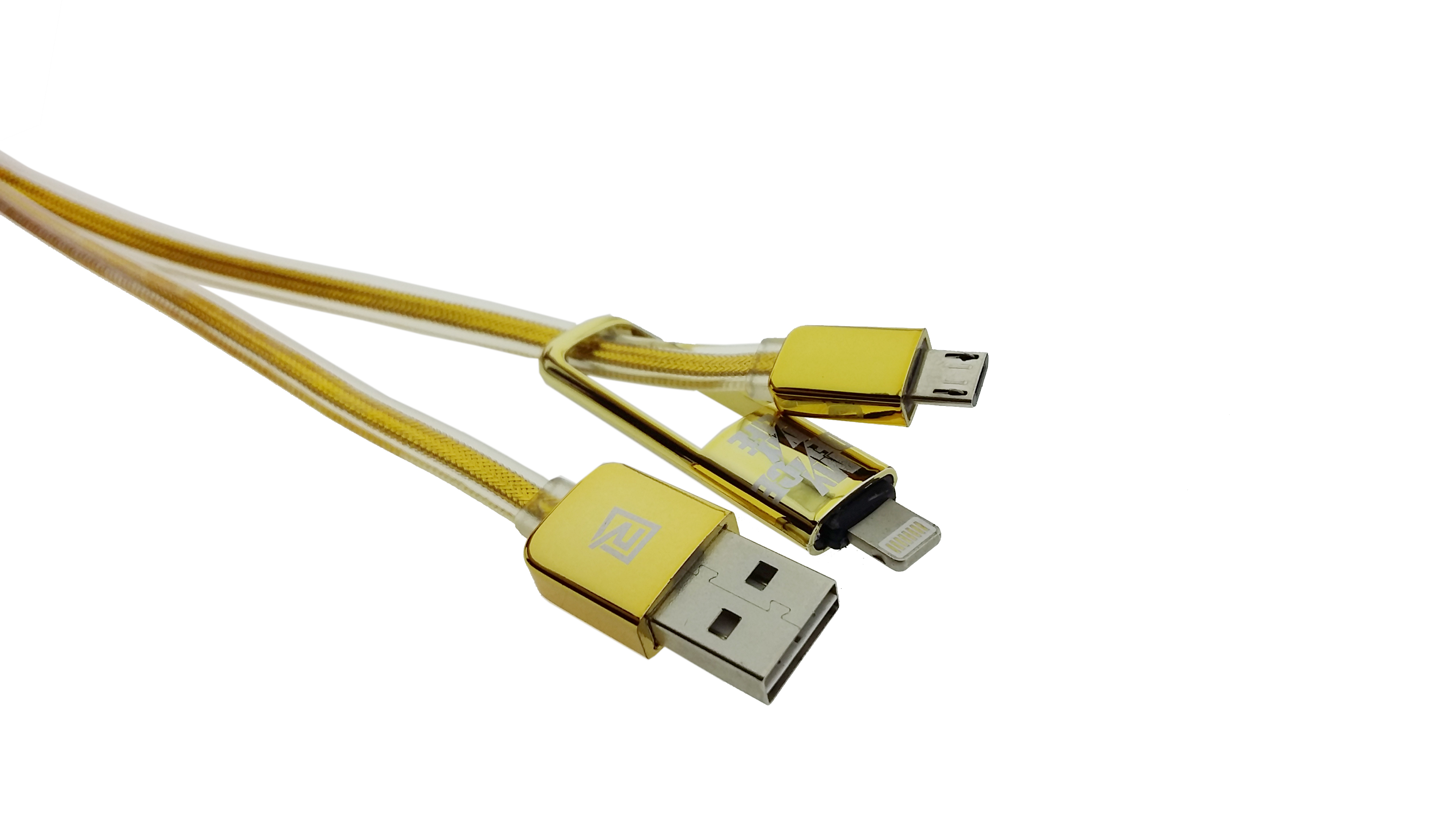 สายเคเบิ้ล 2in1 High-Speed REMAX แท้ สีทองสายถัก (1เมตร)