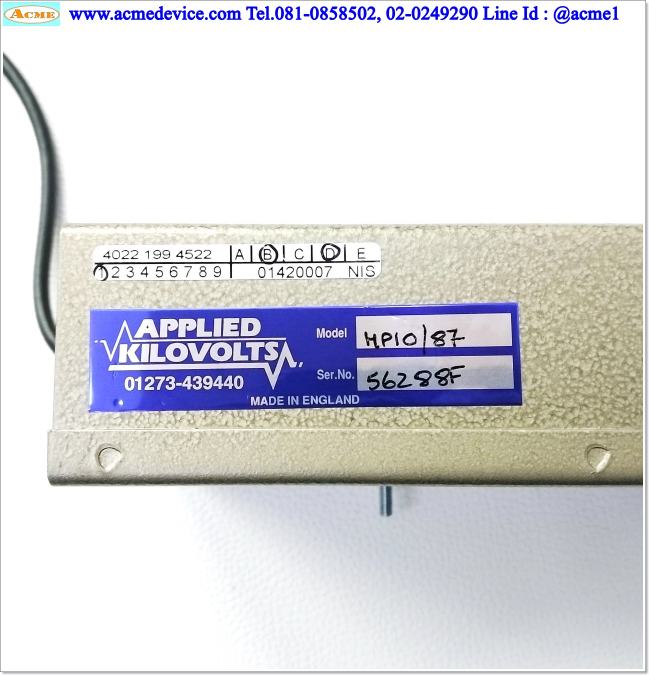 Power Supply Applied Kilovolts รุ่น HP10/87, Card 4022 199 4522, 20 volts to 10kV at 1mA