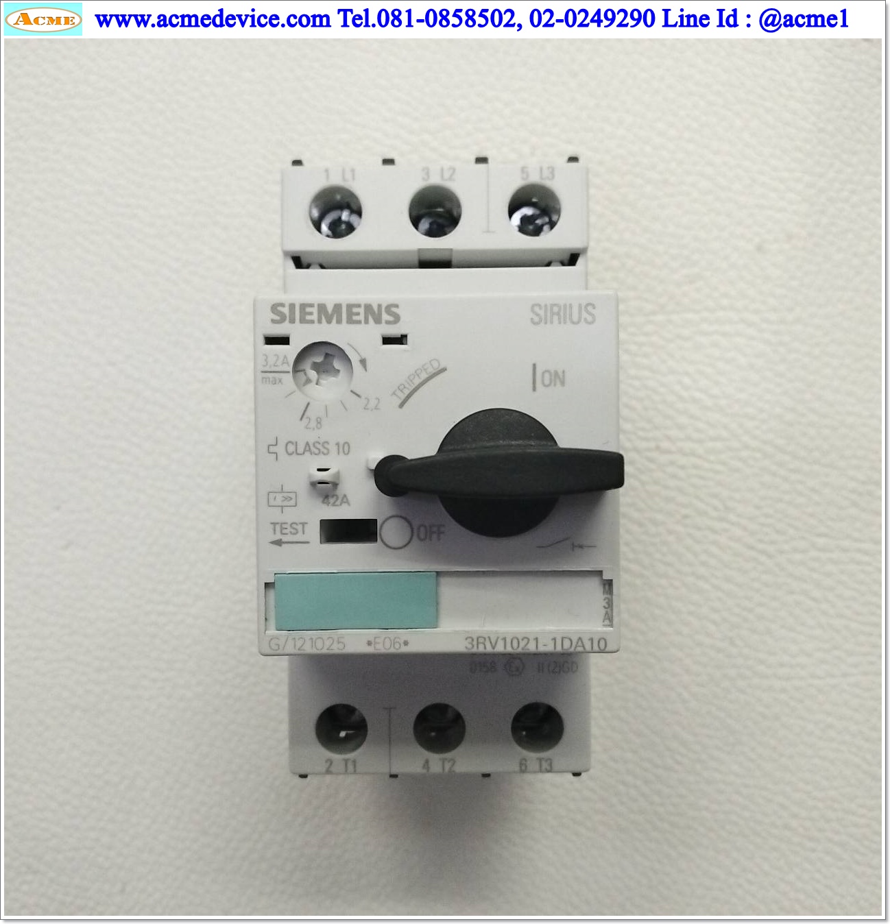 Motor Circuit Breaker SIEMENS รุ่น 3RV1021-1DA10, 3.2A, 3-Pole