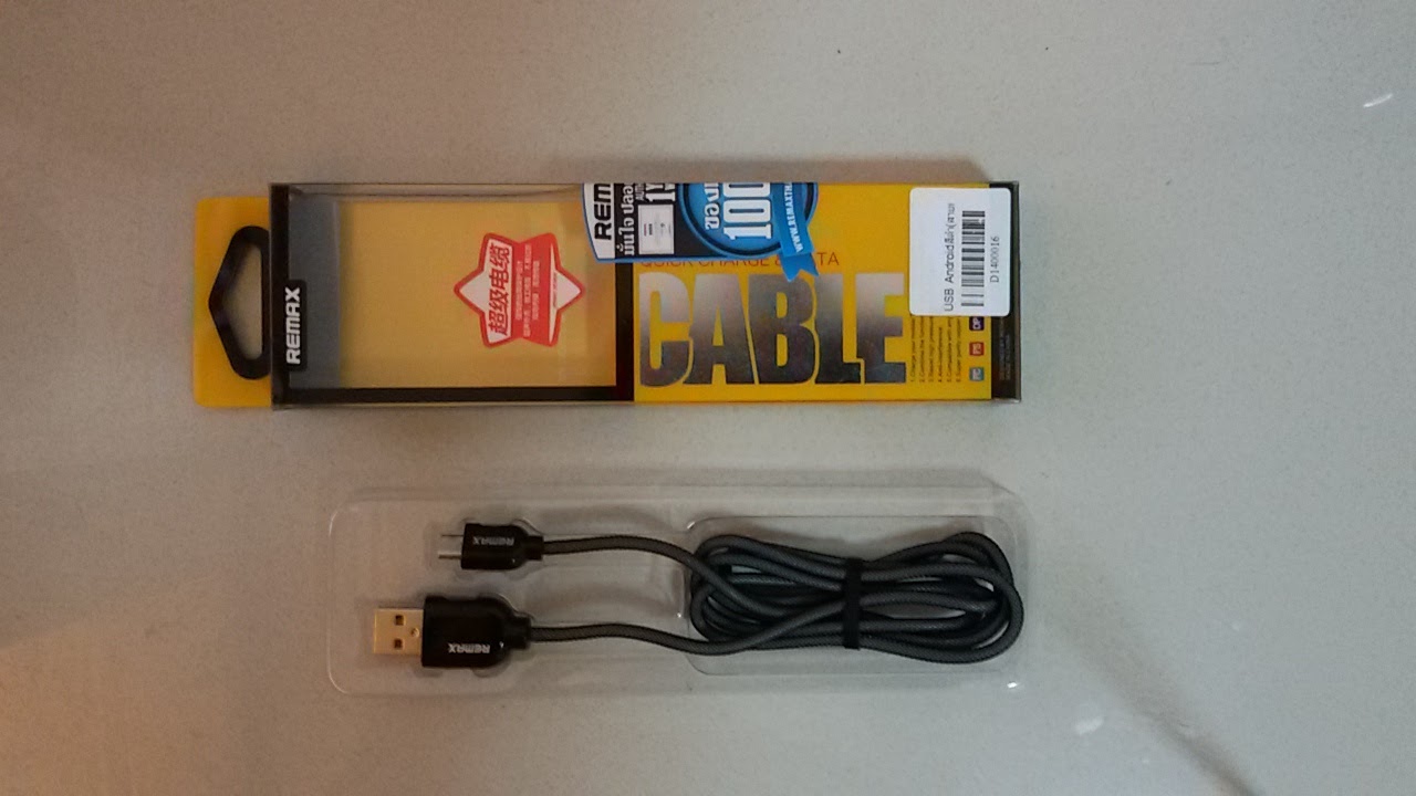 สายชาร์จ/เคเบิ้ล แบบถักกลม USB REMAX แท้ สำหรับ Android (สีดำ) 200ซม.