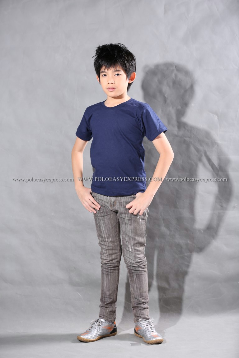 เสื้อยืดเด็ก สีกรมท่า คอกลม แขนสั้น Size S