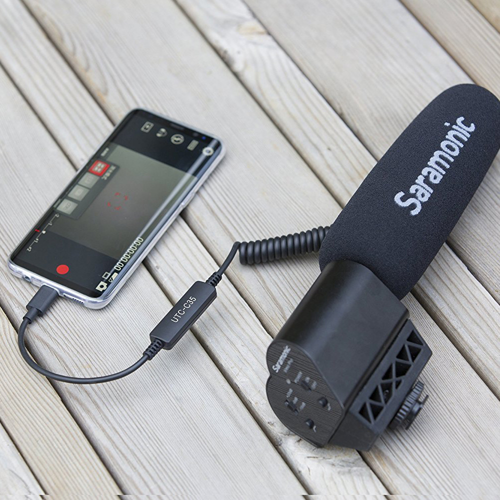 Saramonic UTC-C35 Locking 3.5mm Male Jack to USB Type-C Connector for Samsung Galaxy, LG, HTC Google Pixel, Google Nexus, Other USB C Type Smartphones รับประกันศูนย์ไทย 1 ปี