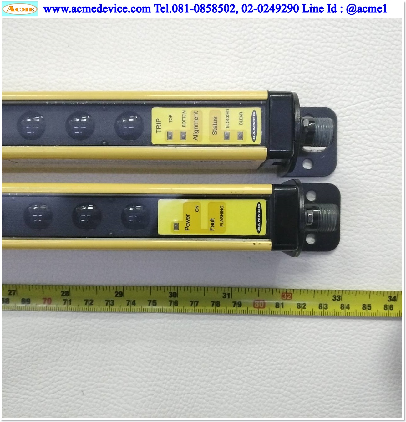 Area Sensor Banner รุ่น LS2TR30-750Q8 EZ8 + LS2E30-750Q8 EZ8, Resolution 30 mm, ยาว 750 mm, ระยะ 0.2-15M, 24Vdc