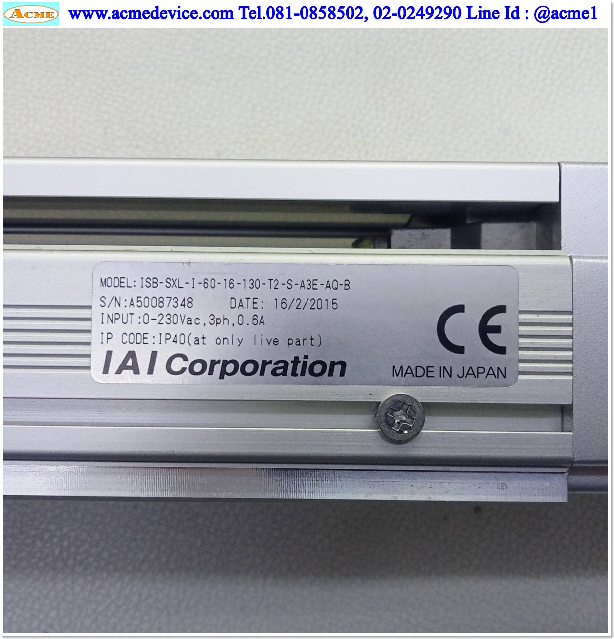Slider IAI Drive รุ่น SCON-CA-60I-NP-3-2 & ISB-SXL-I-60-16-130-T2-S-A3E-AQ-B, Stroke 130 mm.