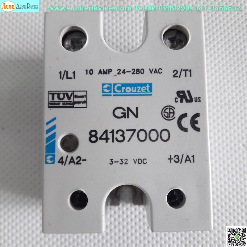 Solid State Relay Crouzet รุุ่น 84137000, Input 3 to 32 Vdc, Output 24 to 280Vac 10A
