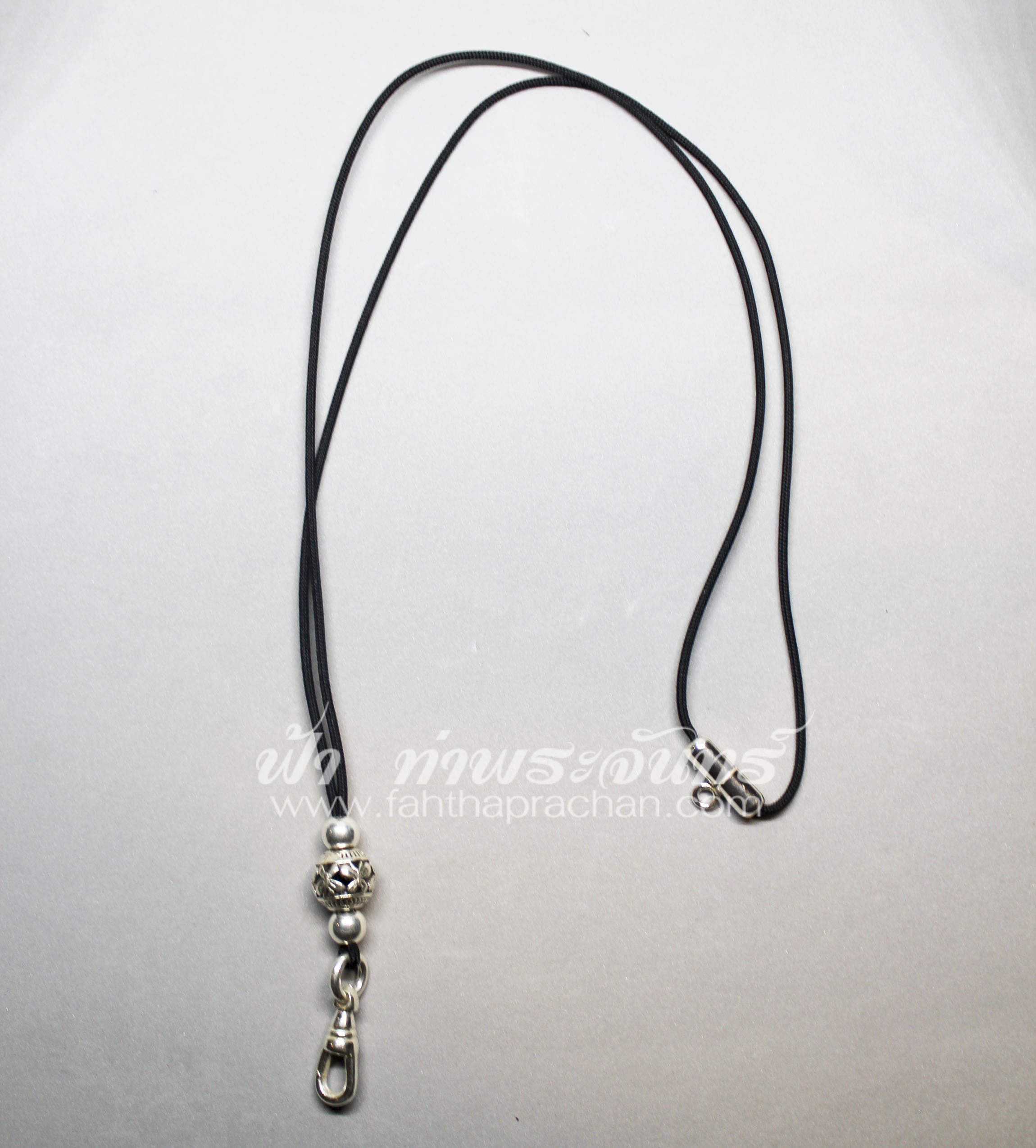 สร้อยคอเชือกร่ม พร้อมสปริงเงิน ลูกเล่นเงินฉลุแบบต่างๆ