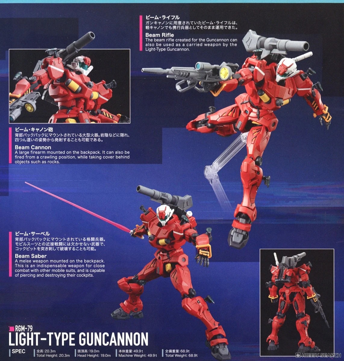 BANDAI HG LIGHT TYPE GUNCANNON โมเดล กันดั้ม กันพลา PS TOYLAND HGGQ