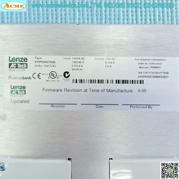 Servo Driver Lenze รุ่น E94P020S1NEM + E94ZATB02 & TPM Rotary Servo Actuator รุ่น A51-0001323