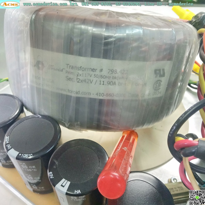 กล่องหม้อแปลง Transformer Toroid, 798.422 220Vac/56Vdc, 15A(20Amax) + SSR Crouzet GN 84134017, 25A
