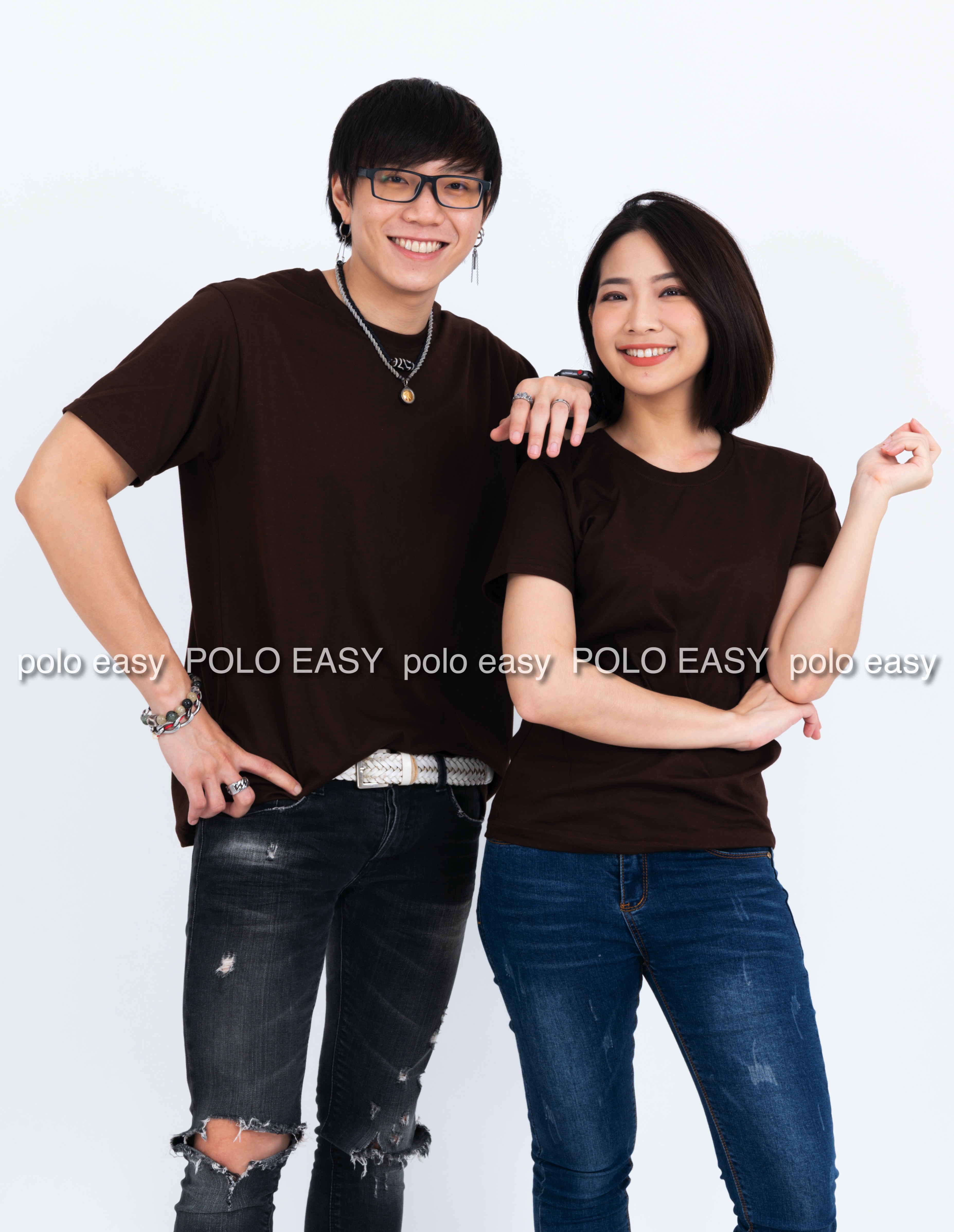 2XL เสื้อยืด สีน้ำตาล คอกลม แขนสั้น Size 2XL