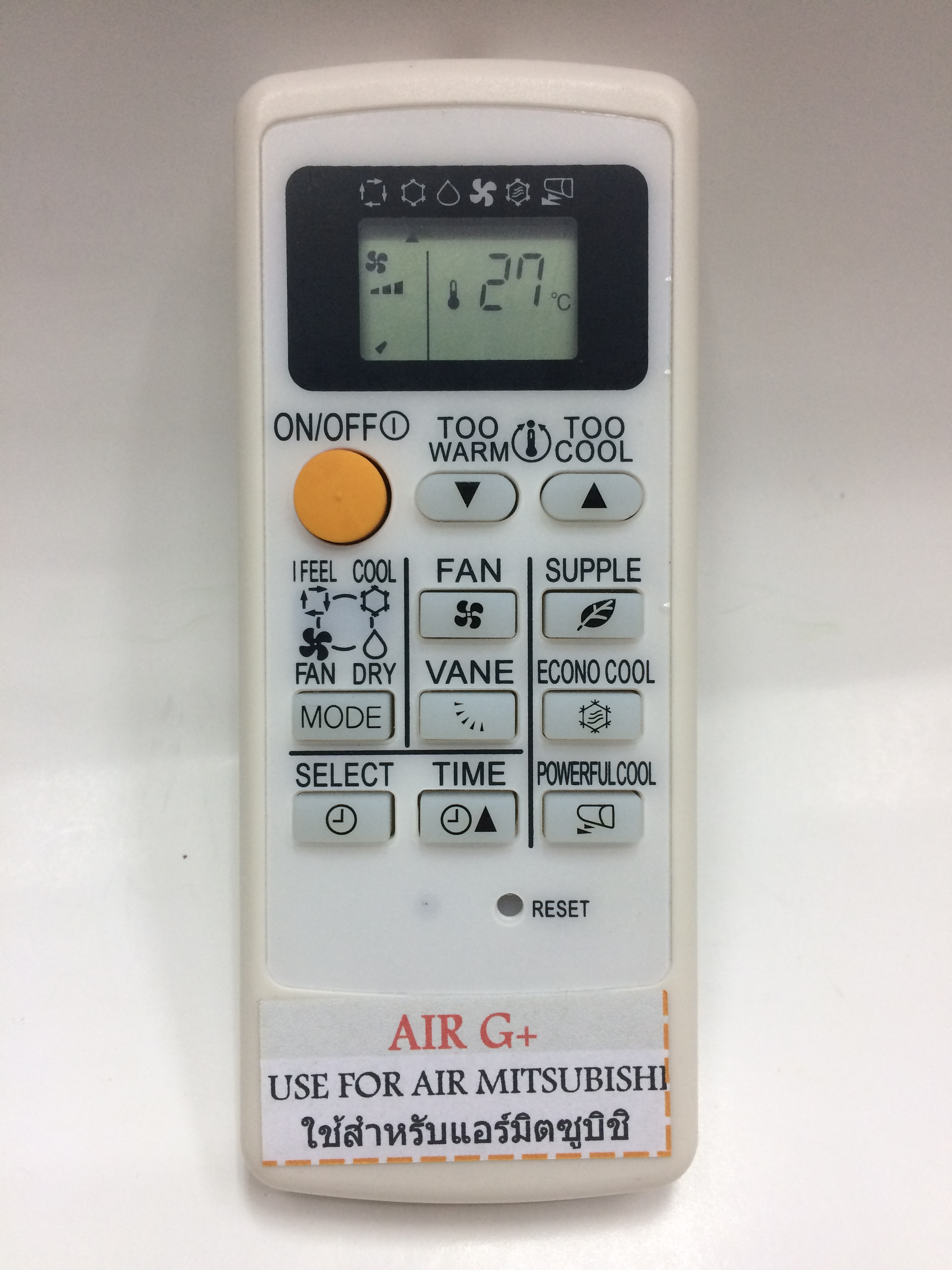 รีโมทแอร์ มิตซูบิชิ Mitsubishi รุ่น G+ (แถวซ้ายมี2ปุ่ม MODE / SELECT)