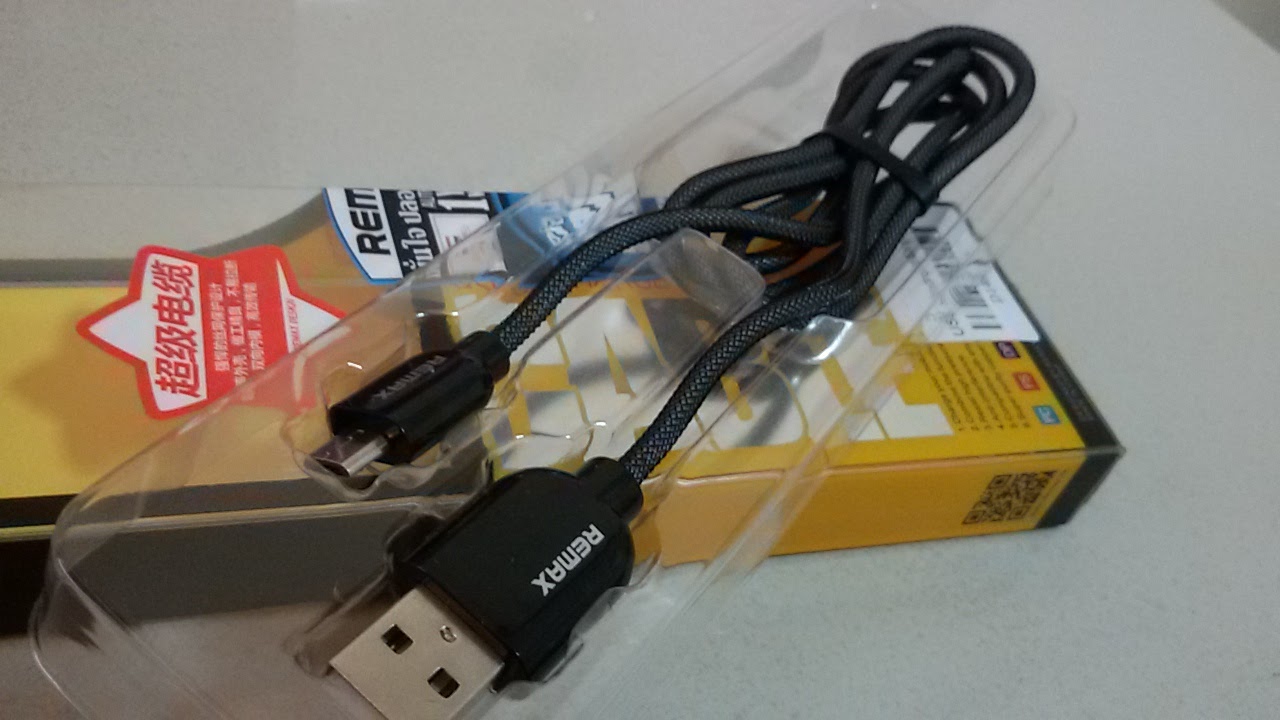 สายชาร์จ/เคเบิ้ล แบบถักกลม USB REMAX แท้ สำหรับ Android (สีดำ) 200ซม.