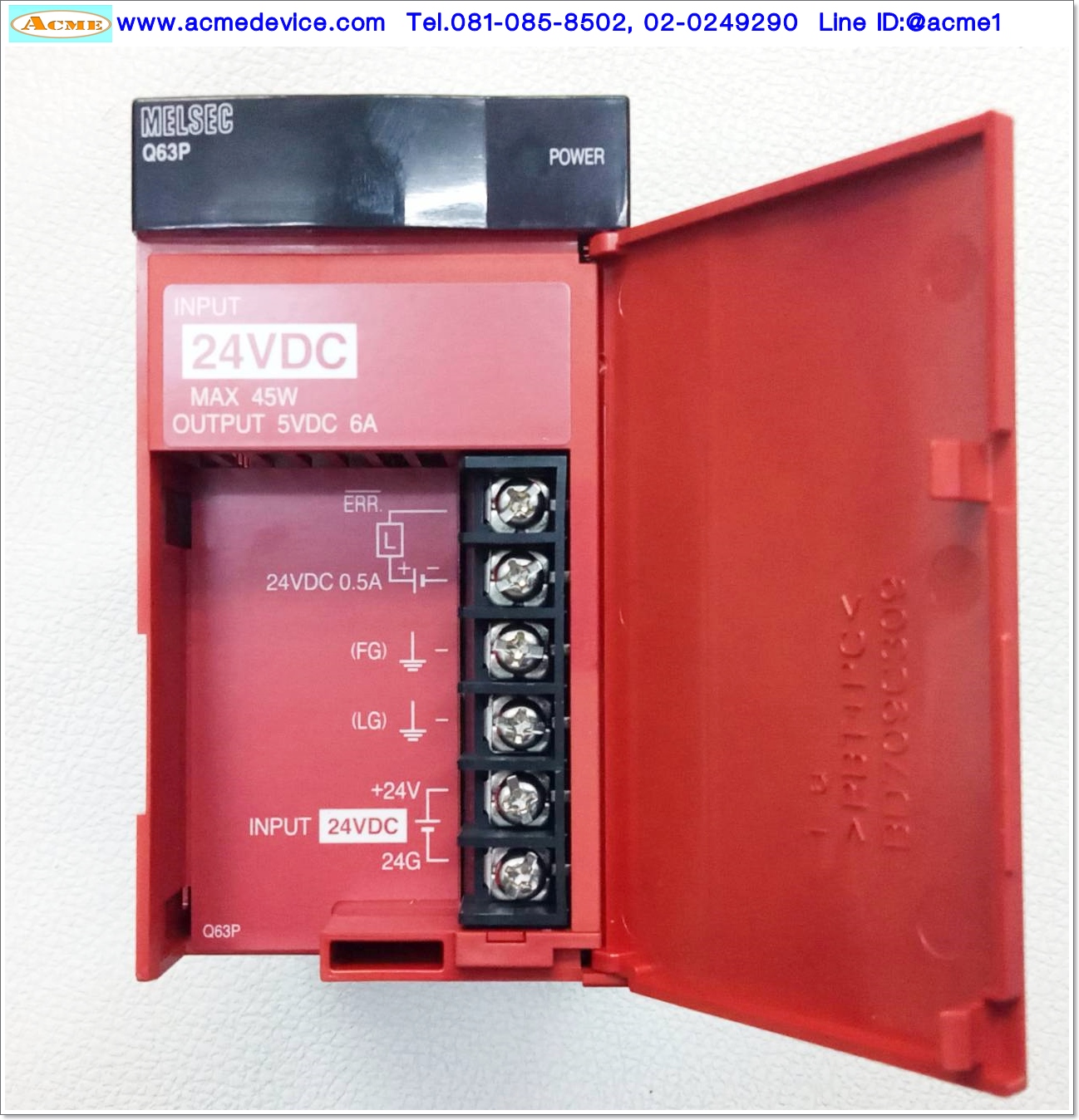 PLC Mitsubishi รุ่น Q63P, Q series, Power Supply Unit, Power Input 24Vdc
