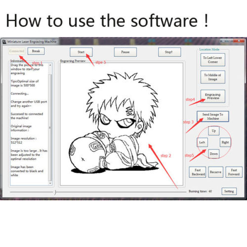 เครื่องยิงเลเซอร์มาค์กลิ้ง 500mW Mini USB DIY Laser Printer Engraver Laser Engraving Cutting Machine