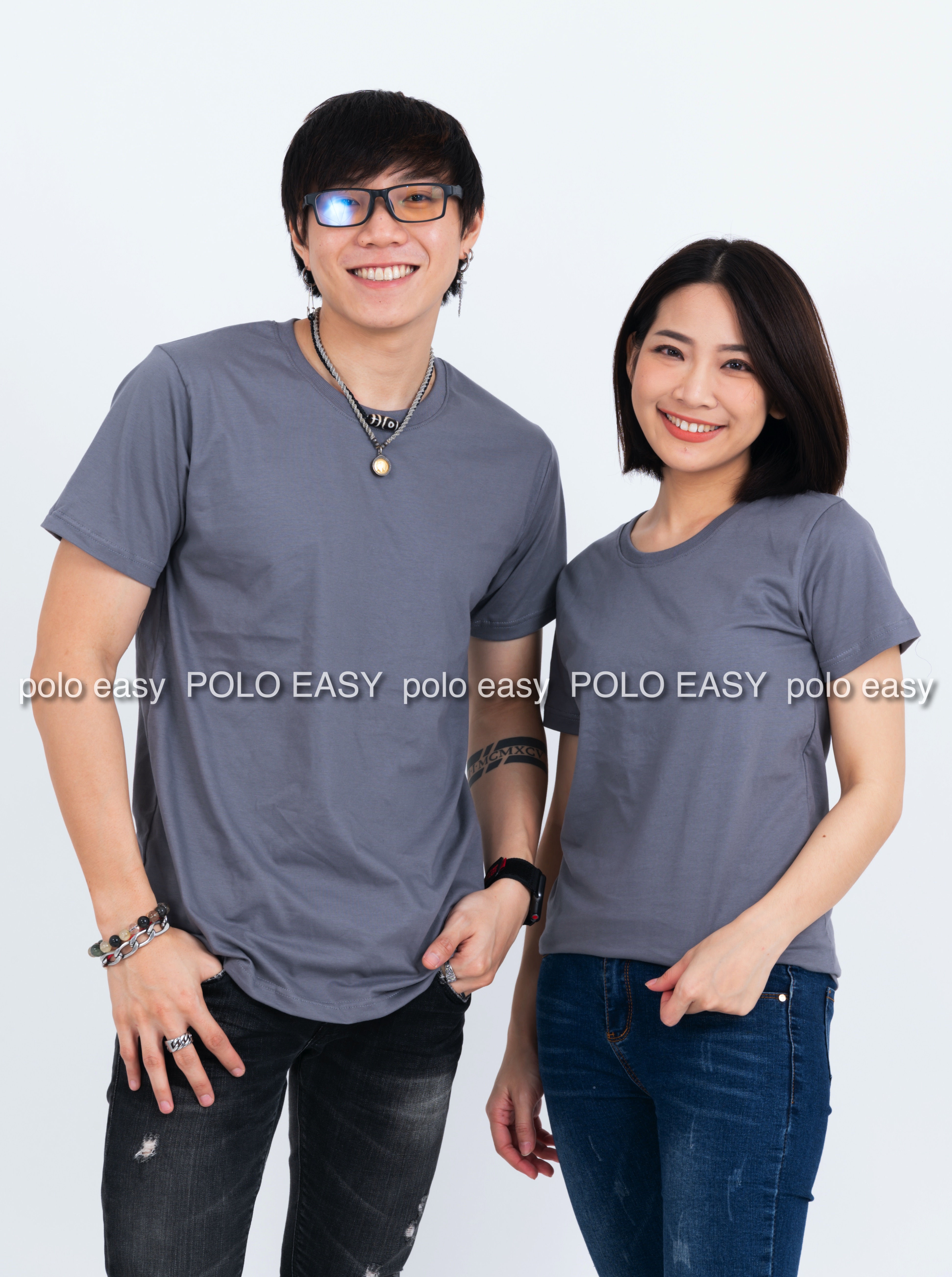 4XL เสื้อยืด สีเทาอ่อน คอกลม แขนสั้น Size 4XL