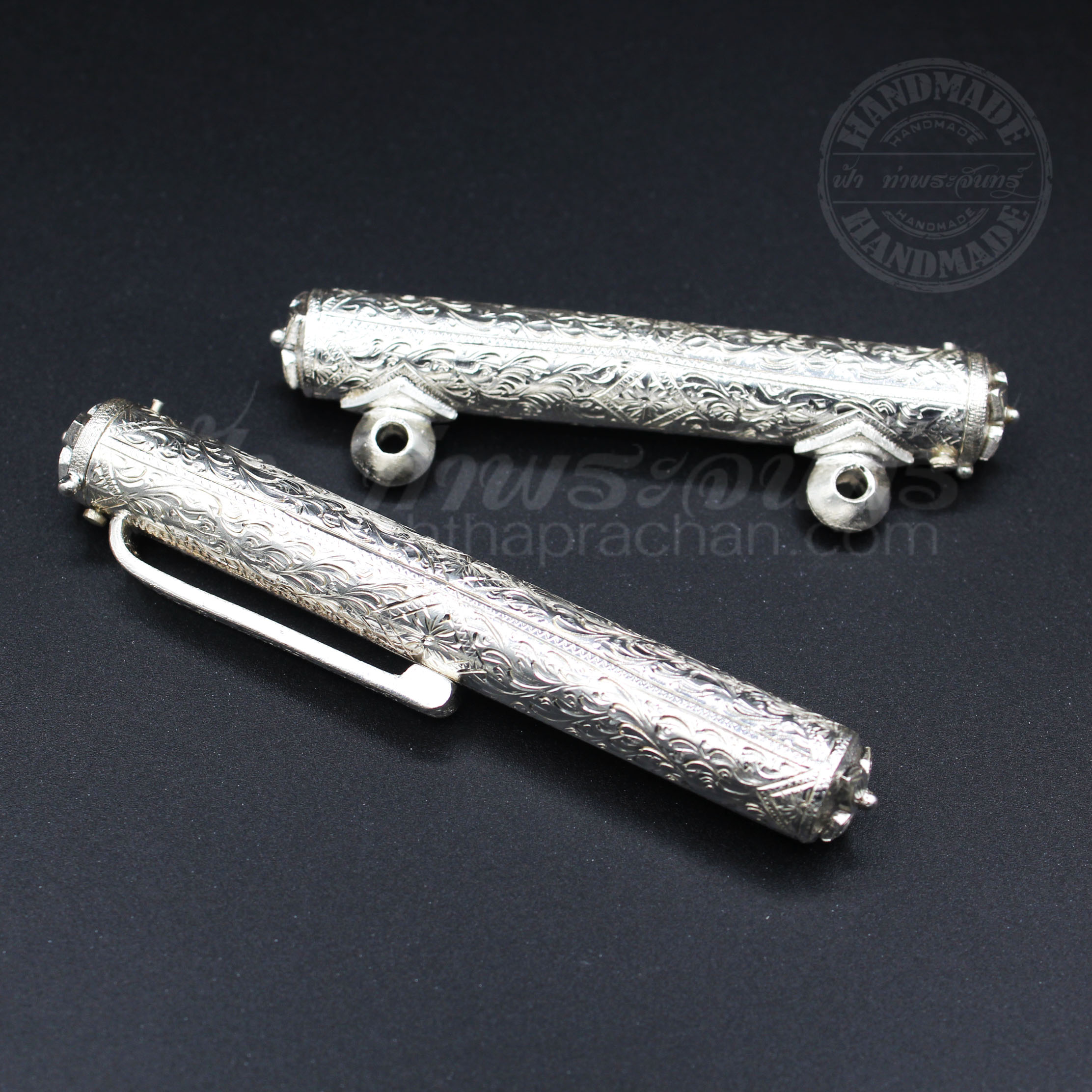 ตะกรุดเงิน 92.5% ทึบแกะลาย