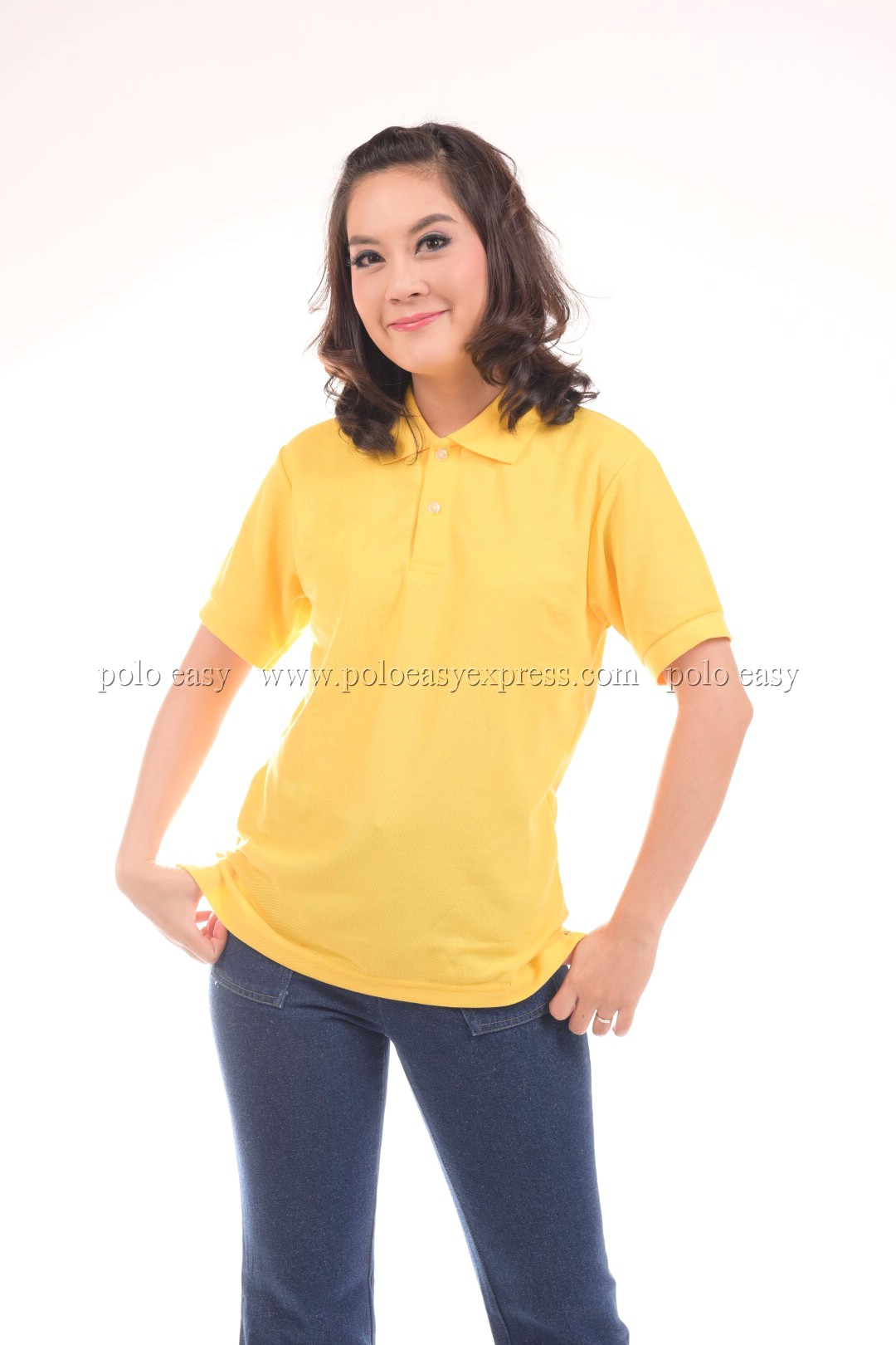 เสื้อโปโล สีเหลือง TK Premium แขนสั้น ทรงเว้า (หญิง) Size S