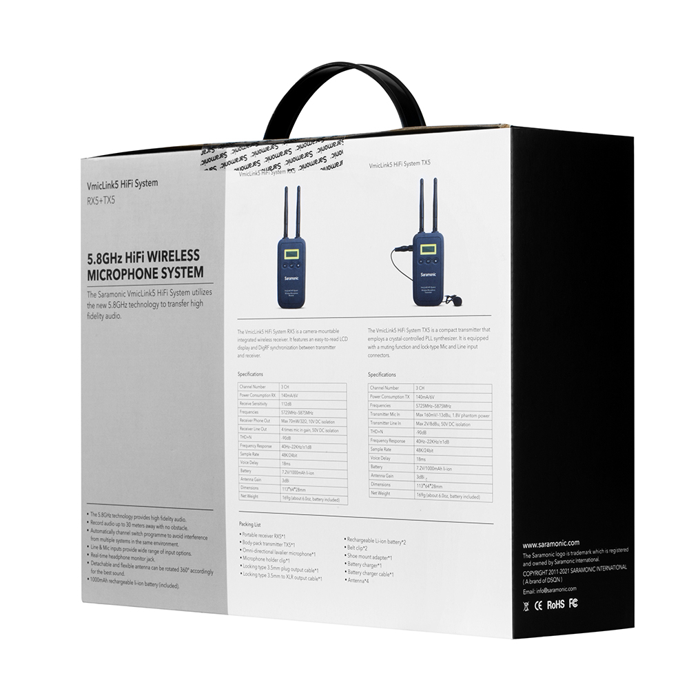 Saramonic VmicLink5 HiFi System (RX5+TX5) รับประกันศูนย์ไทย 1 ปี