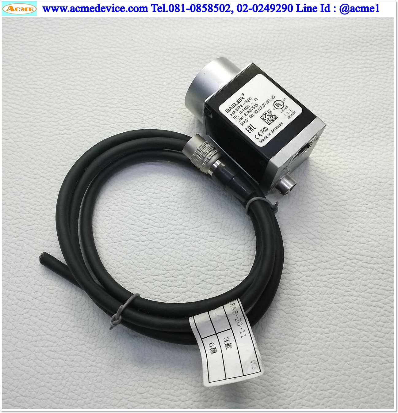 Camera Basler รุ่น acA4024-8gm, Resolution 12.2 MP, 4024 px x 3036 px, Monochom, GigE, C-mount