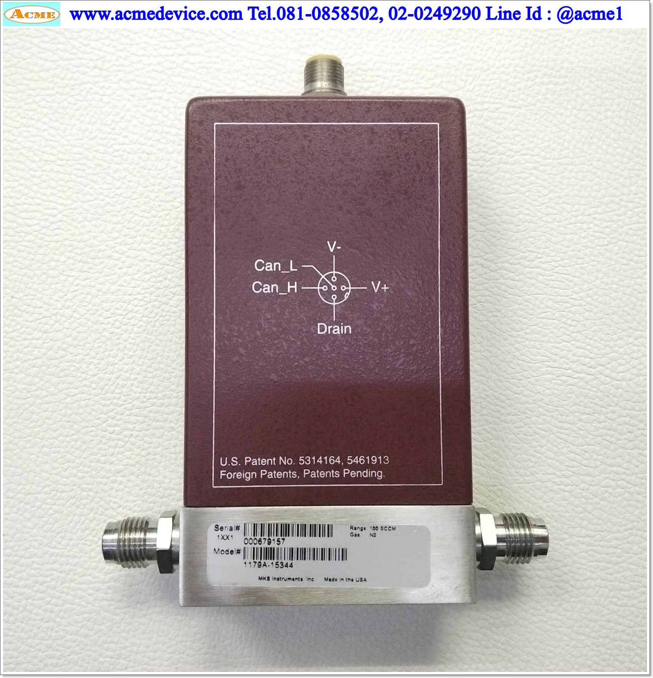 Flow Controller MKS รุ่น 1179A-15344, Range100 SCCM, For N2, DeviceNet