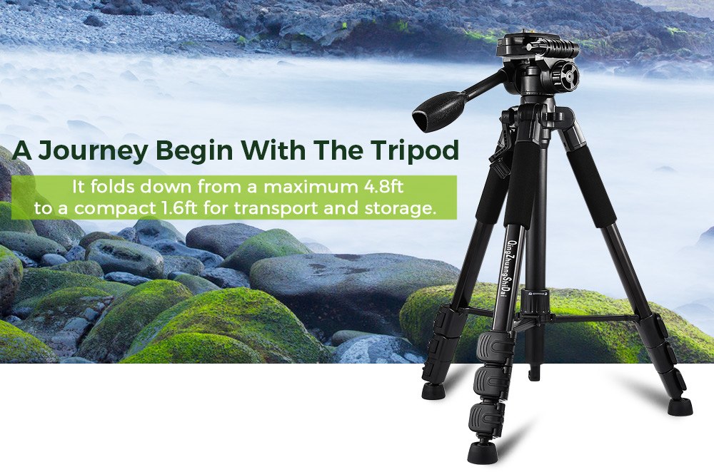 ขาตั้งกล้องพร้อมหัวแพนวิดีโอ ยี่ห้อ QZSD รุ่น Q111 รับน้ำหนักสูงสุด 5 KG ราคาถูก