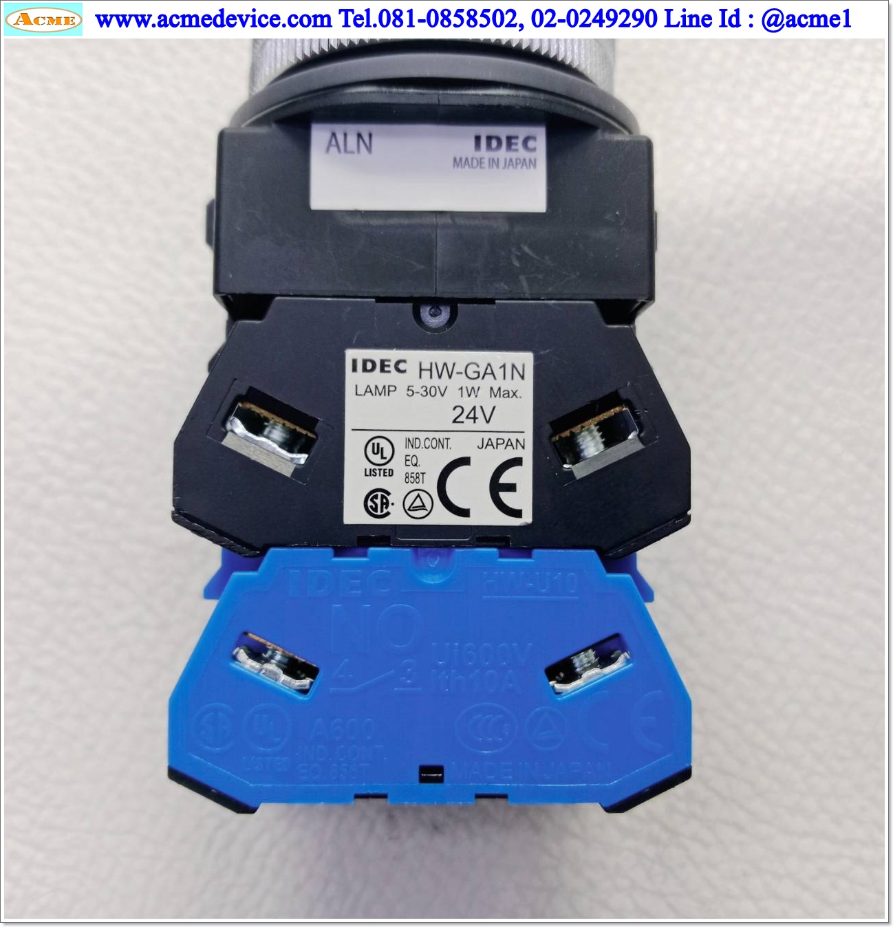 Pushbutton Switch Idec รุ่น ALN22210DNO, 2NO, 24V AC/DC, ขนาด 30 mm