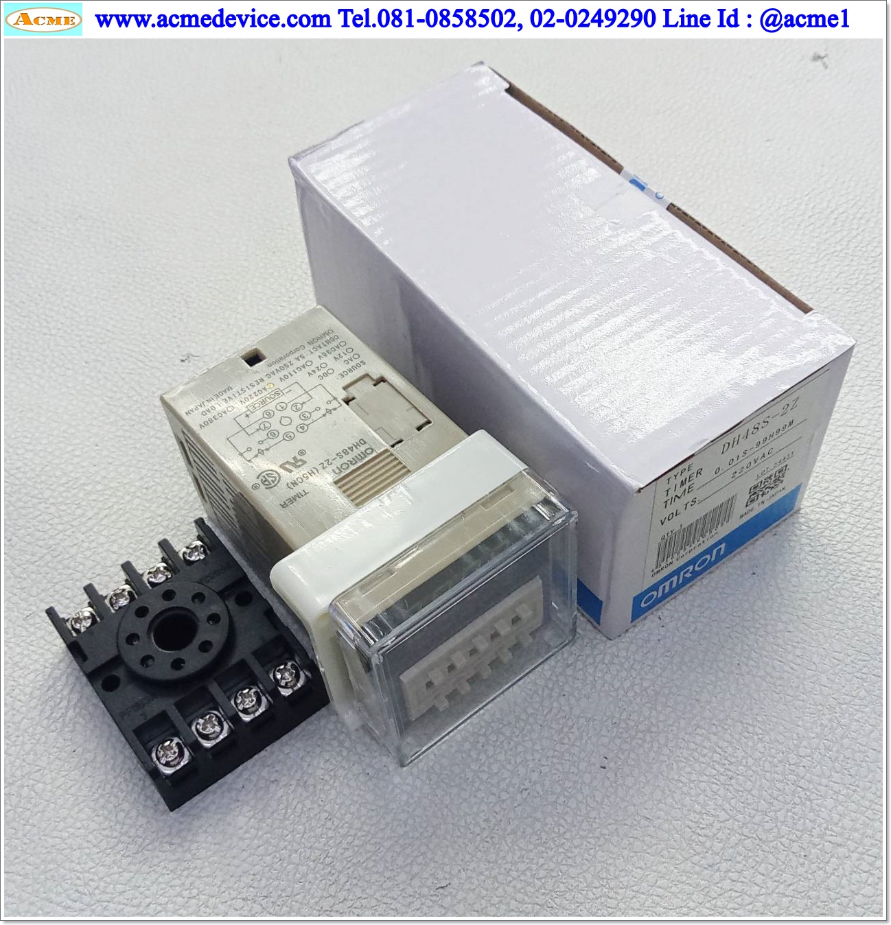 Timer Omron รุ่น DH48S-2Z + Socket รุ่น PF-083A, 0.01S - 99H99M, 220Vac
