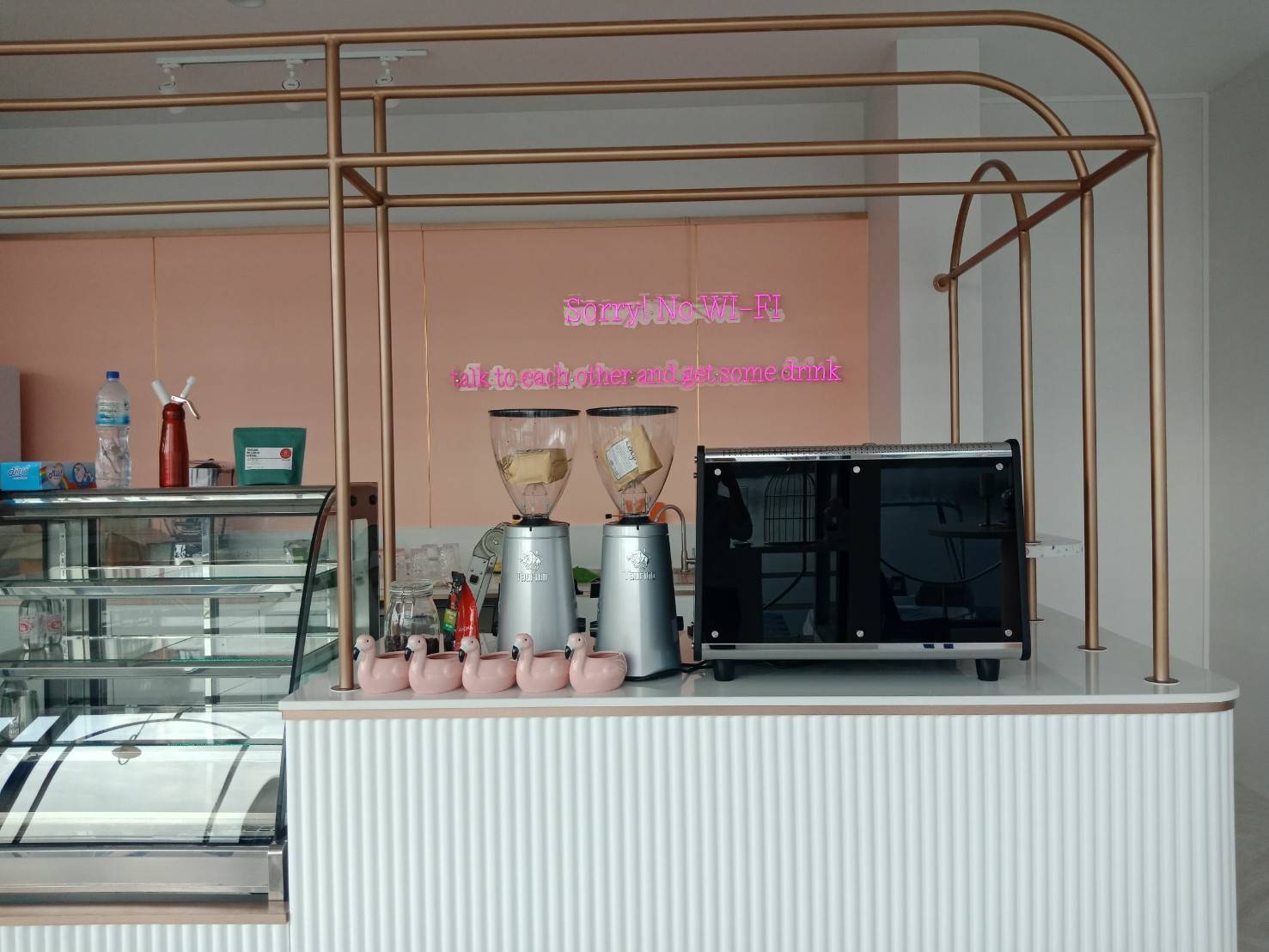 ป้ายไฟนีออน Flex สีชมพู ติดบนอะคริลิคใส - ป้ายร้านกาแฟ ติดตั้งป้าย บจ.ศักดิ์สยามอินเตอร์เนชั่นแนล #ป้ายนนทบุรี