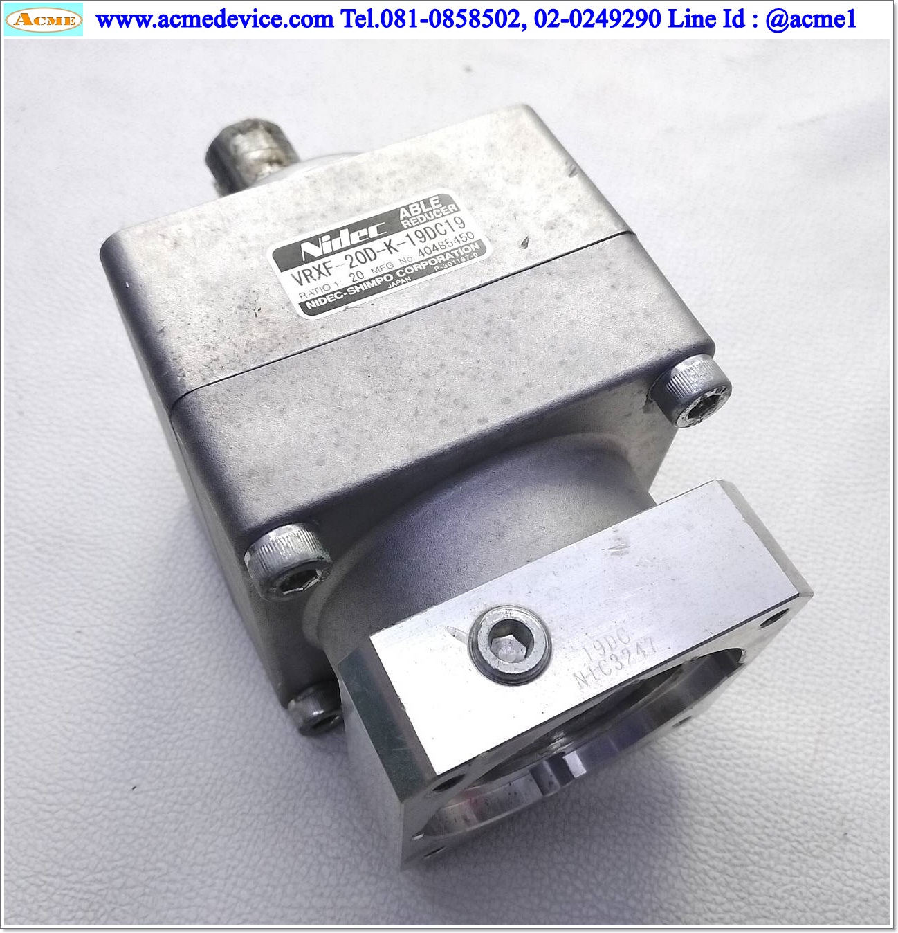Gear Head Nidec Shimpo รุ่น VRXF-20D-K-19DC19,Ratio 20:1, (เพลาเข้า 18 mm., ออก 24 mm.), for 750W