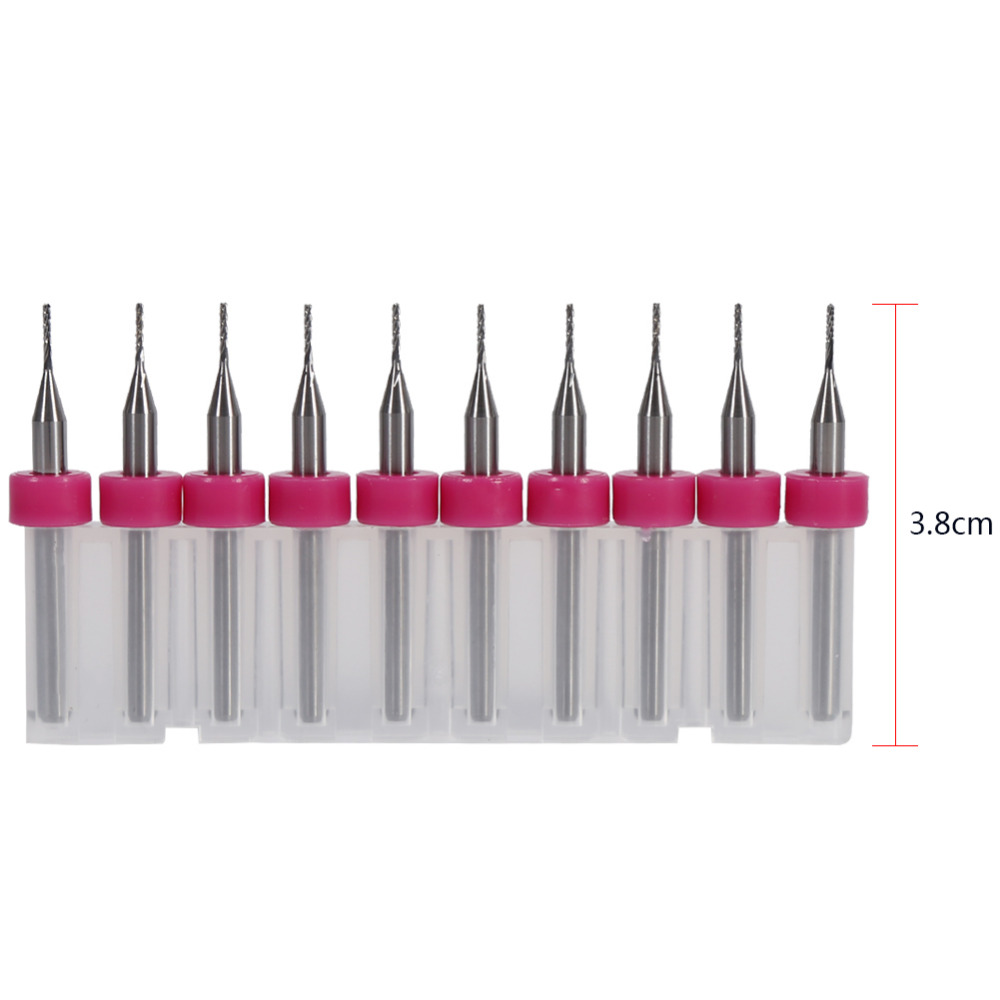 01PCB End mill tool 0.8 mm 10Pcs/set 0.8mm Carbide CNC/PCB End Mill Endmill Engraving Bits for Milling Machine Carbide Miniature Milling Cutters