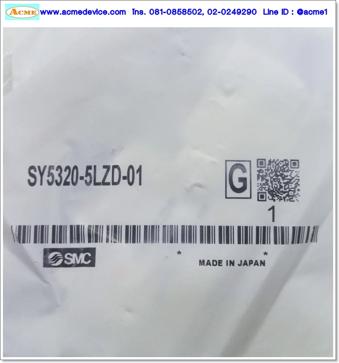 Solenoid Valve SMC รุ่น SY5320-5LZD-01, 5/2, 2-position double, coil 24Vdc