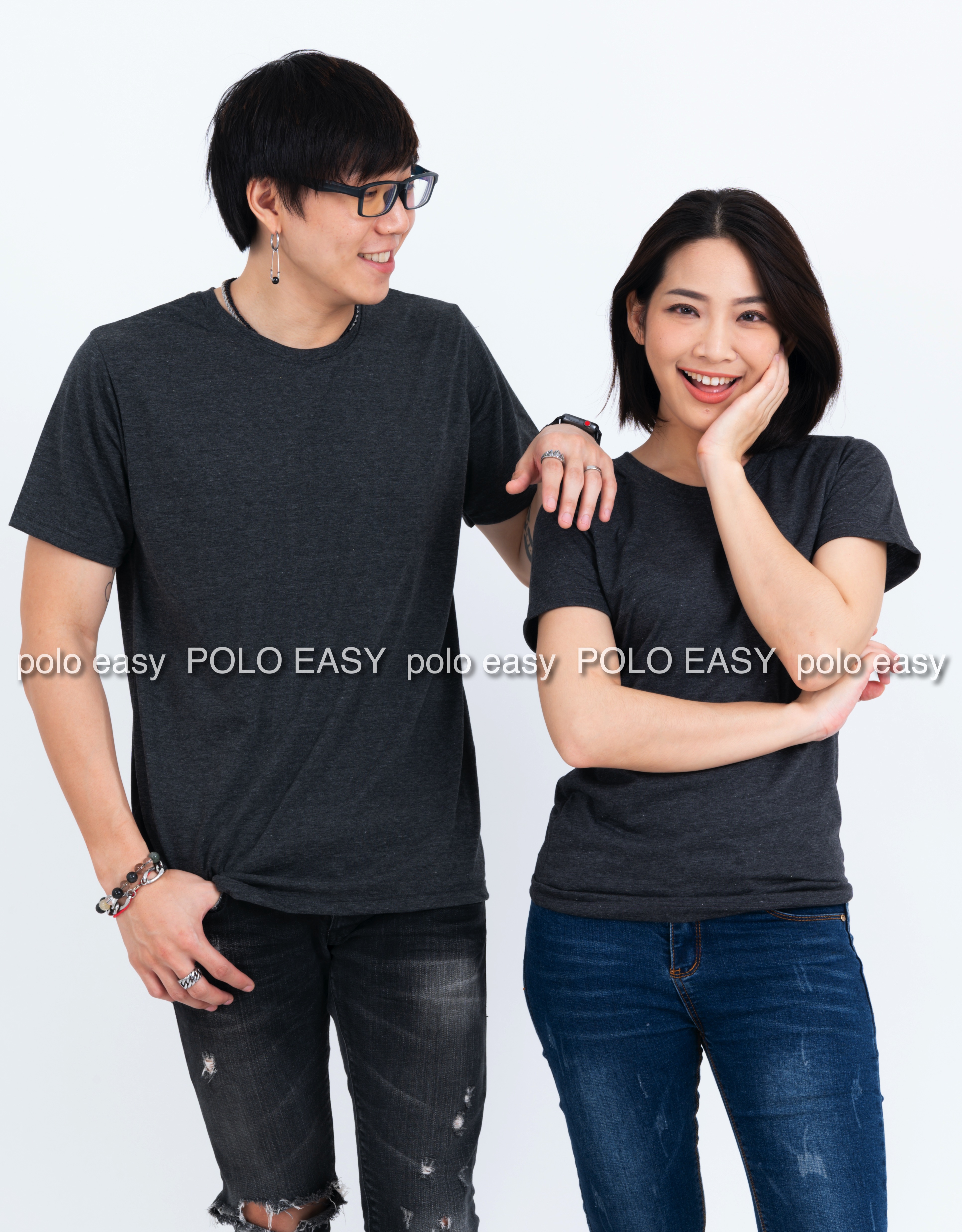 2XL เสื้อยืด สีดำท็อปดาย คอกลม แขนสั้น Size 2XL