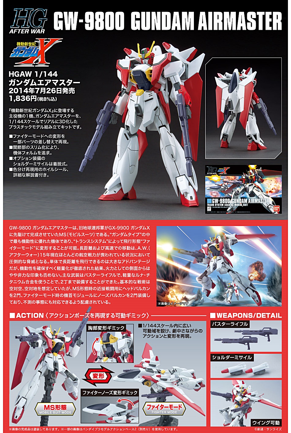 BANDAI HG GUNDAM AIRMASTER โมเดล กันดั้ม กันพลา PS TOYLAND HGAW