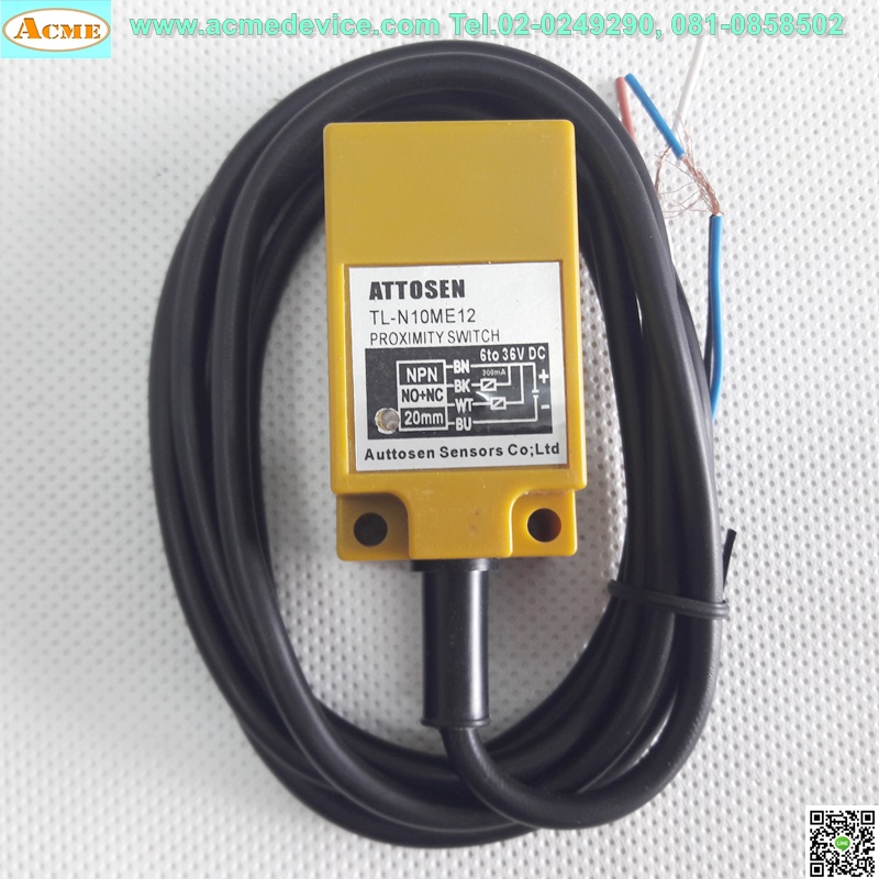 Proximity ATTOSEN รุ่น TL-N10ME12, ระยะ 10mm, 4wire, NPN, NO, NC