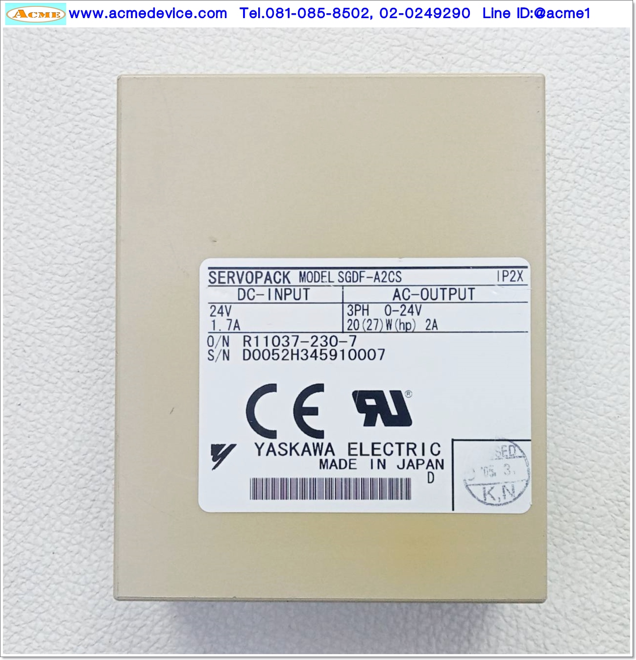 Servo Drive Yaskawa รุ่น SGDF-A2CS, 24Vdc, 20W