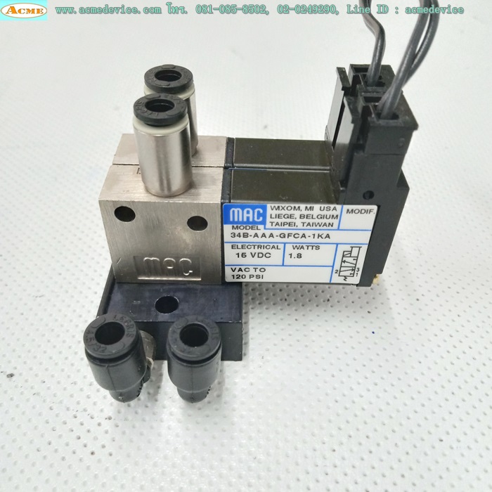 Solenoid Valve MAC รุ่น 34B-AAA-GFCA-1KA, 15Vdc