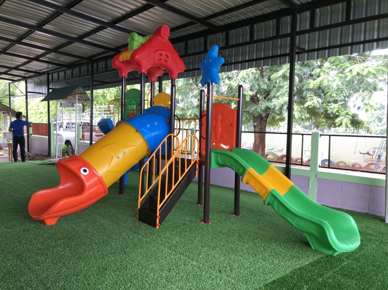 เครื่องเล่นสนาม ชุด ปลาดาวสไลเดอร์ท่อ เครื่องเล่นเสริมพัฒนาการ