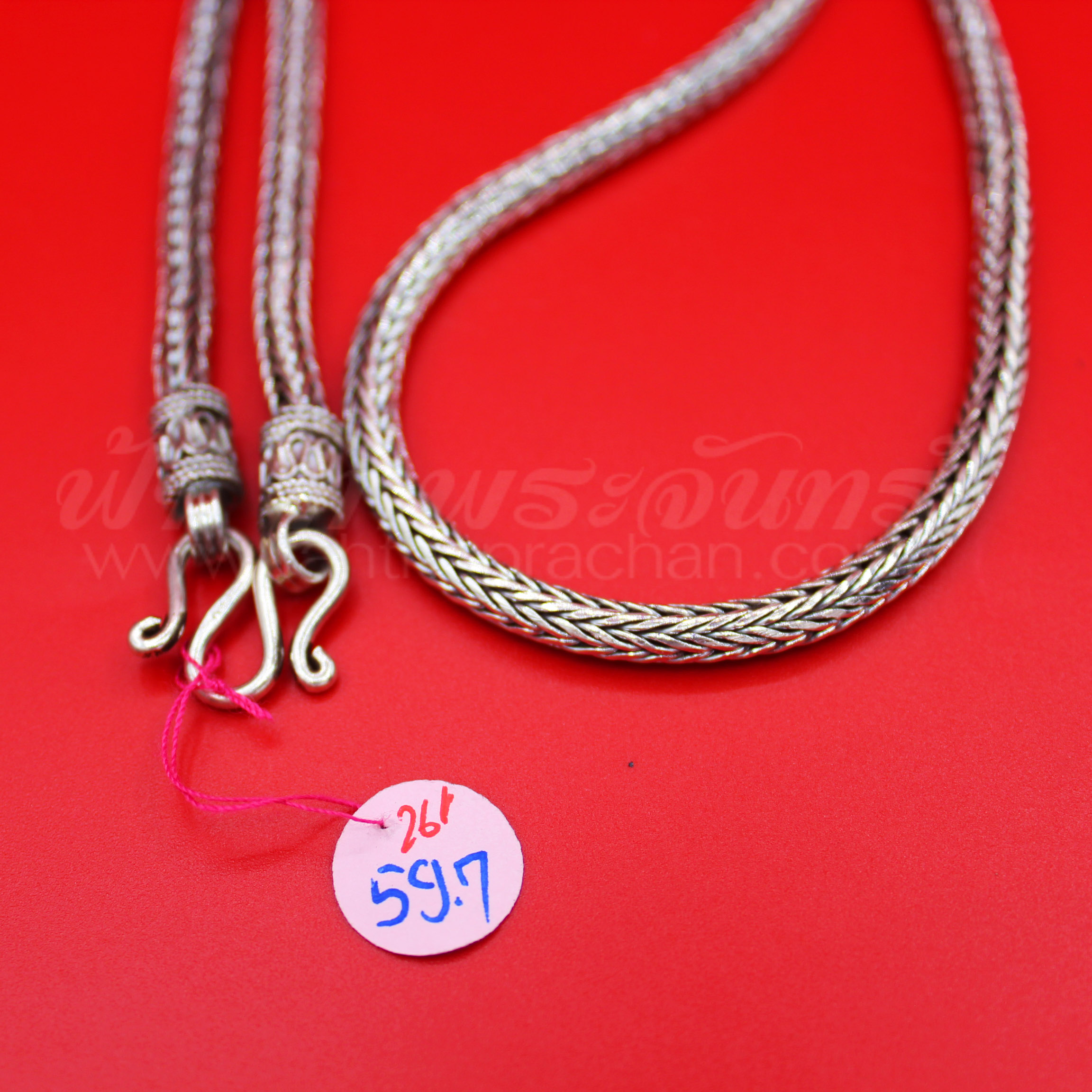 สร้อยคอเงินแท้ 92.5 ลายหกเสา หัวจรวด รมดำ