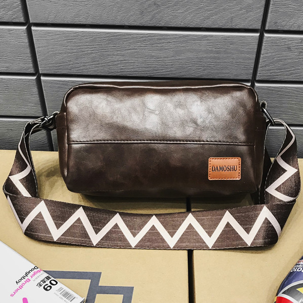 กระเป๋าหนัง กระเป๋าสะพายข้าง damoshu sq | DSQ003 brown zag