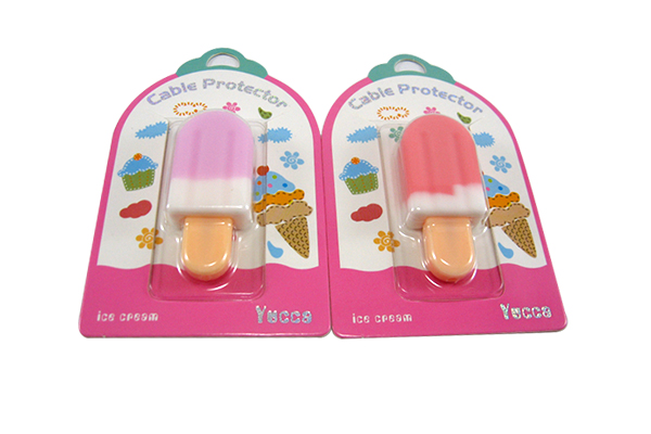 ที่กันสายชาร์จหัก/ขาด รูปไอติม สีชมพูเข้ม(โอรส)